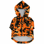 Orange and Black Camo Fashion Dog Zip-Up Hoodie