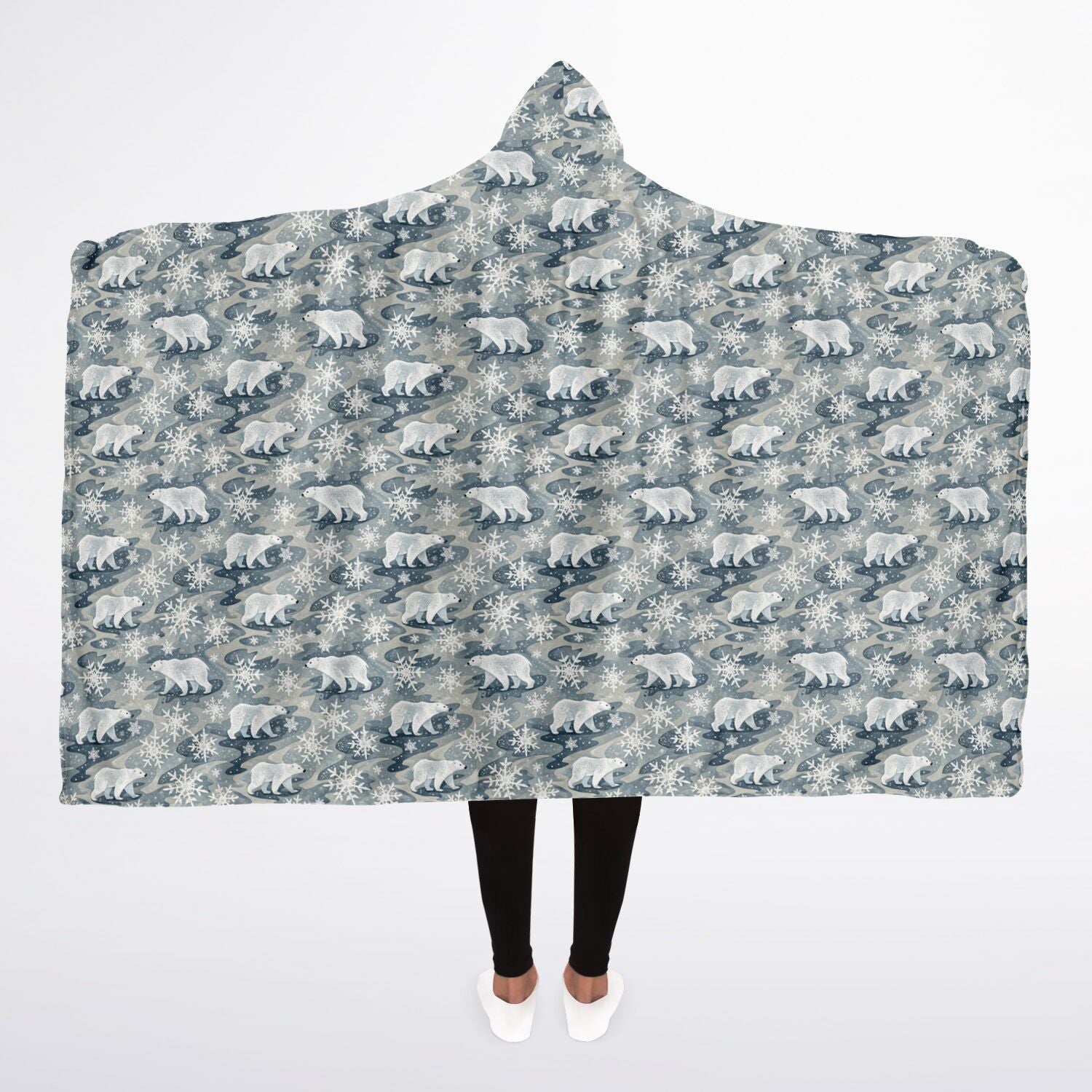 Polar Bear Blizzard Hooded Sherpa Blanket