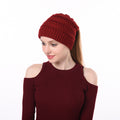Womens Knitted Ponytail Hat Winter Warm Cap