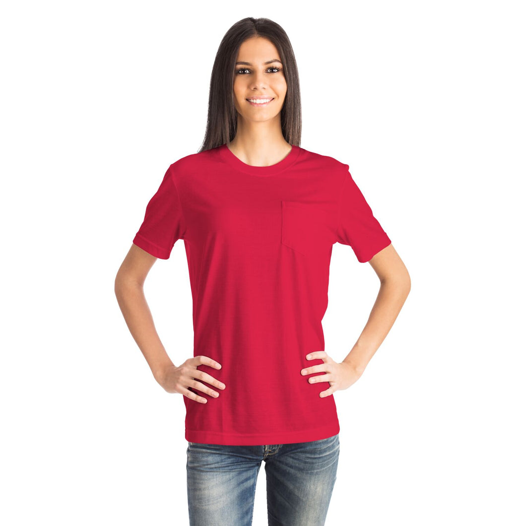 Crimson Red Ladies Pocket T-shirt