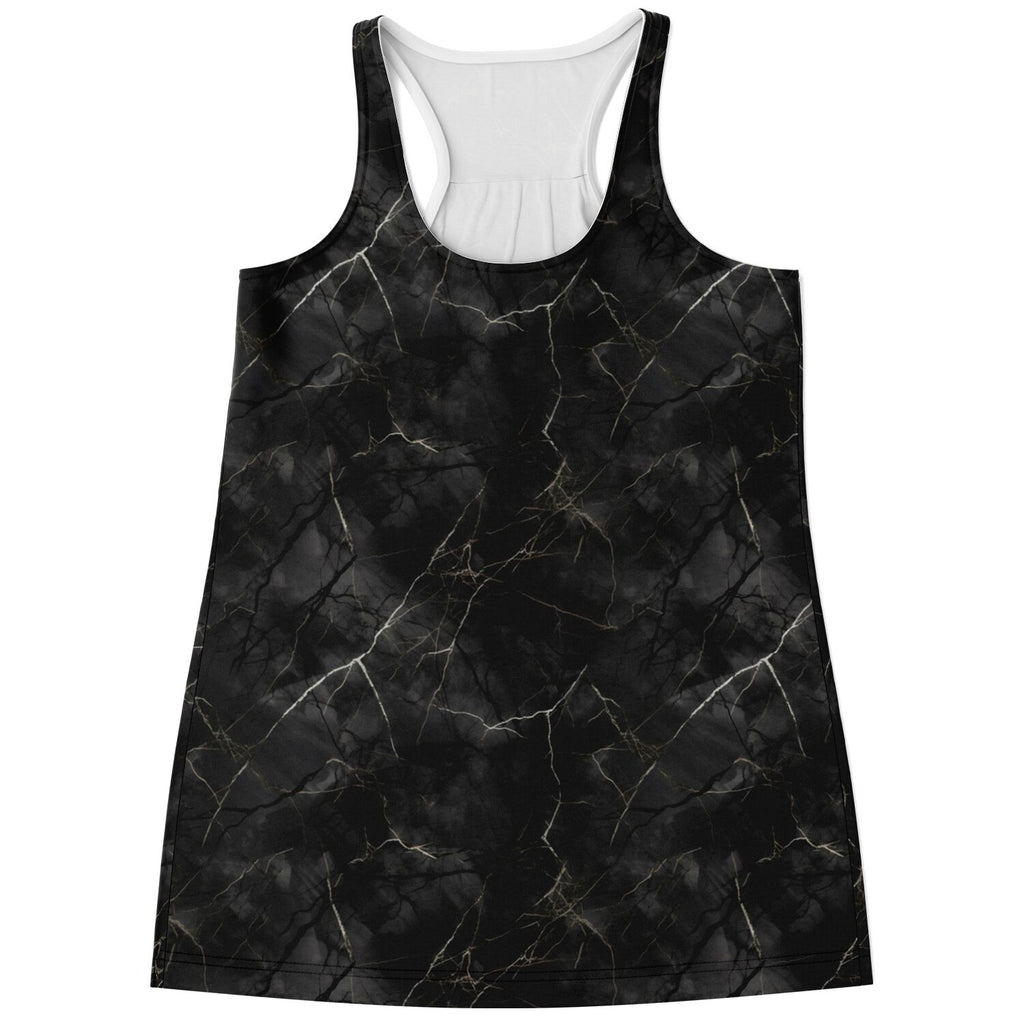 Black Marble Flowy Ladies Racerback Tank Top
