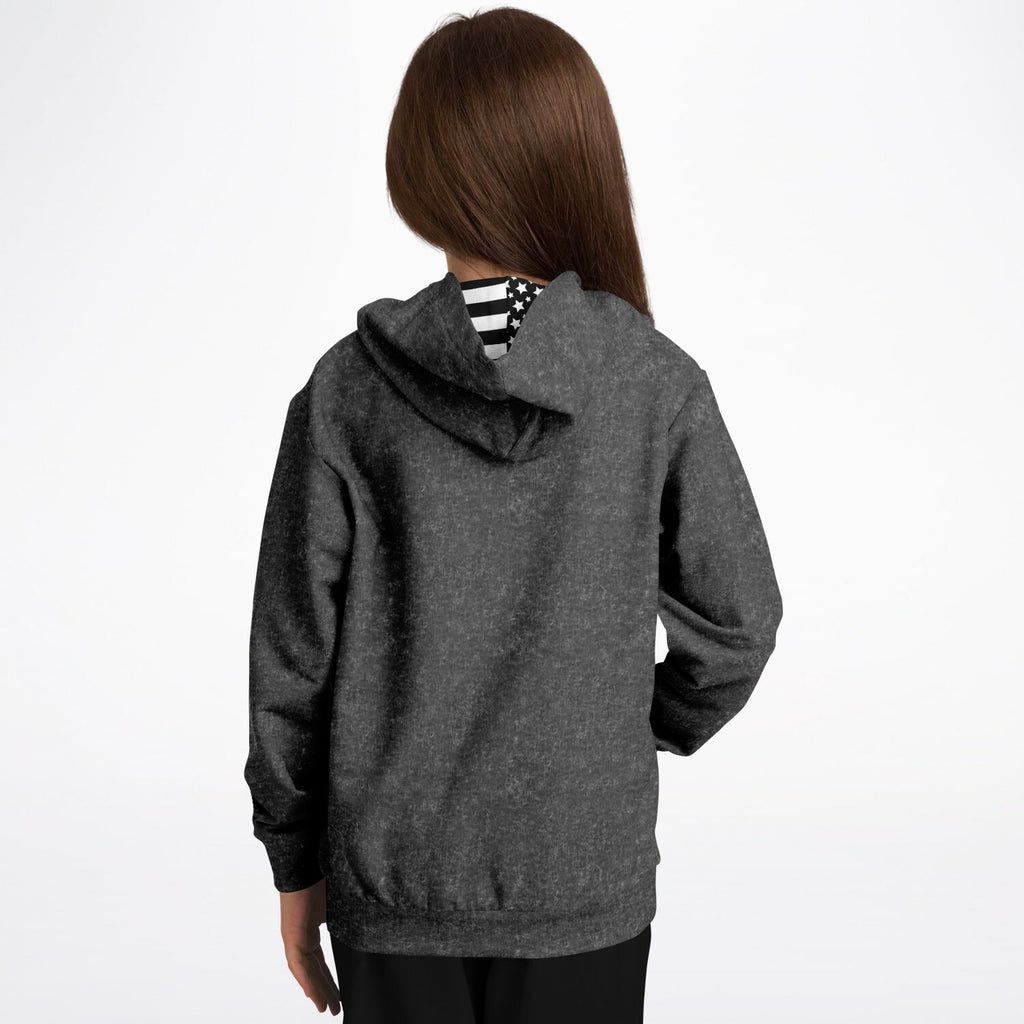 America Black Acid Wash Kids Hoodie