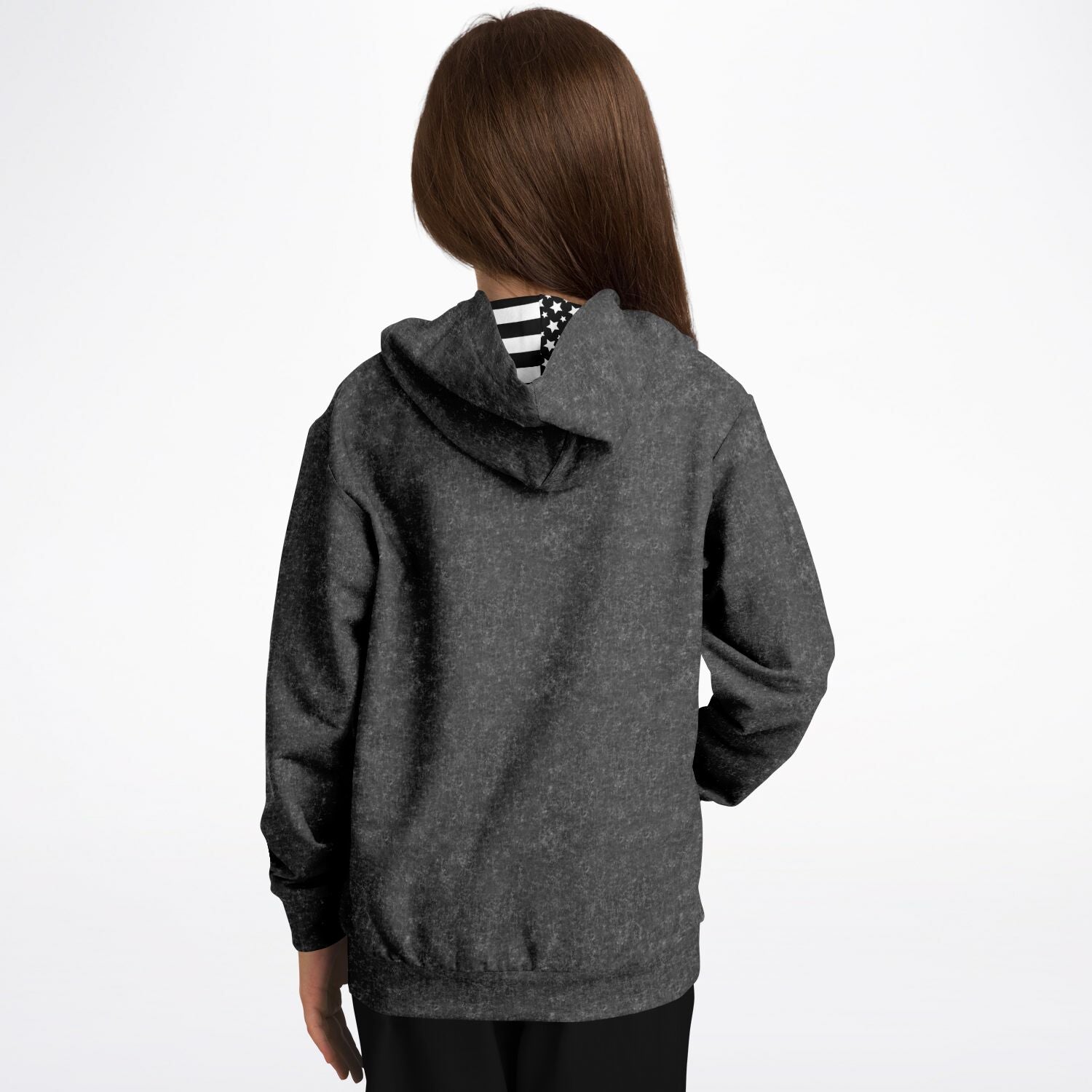 America Black Acid Wash Kids Hoodie