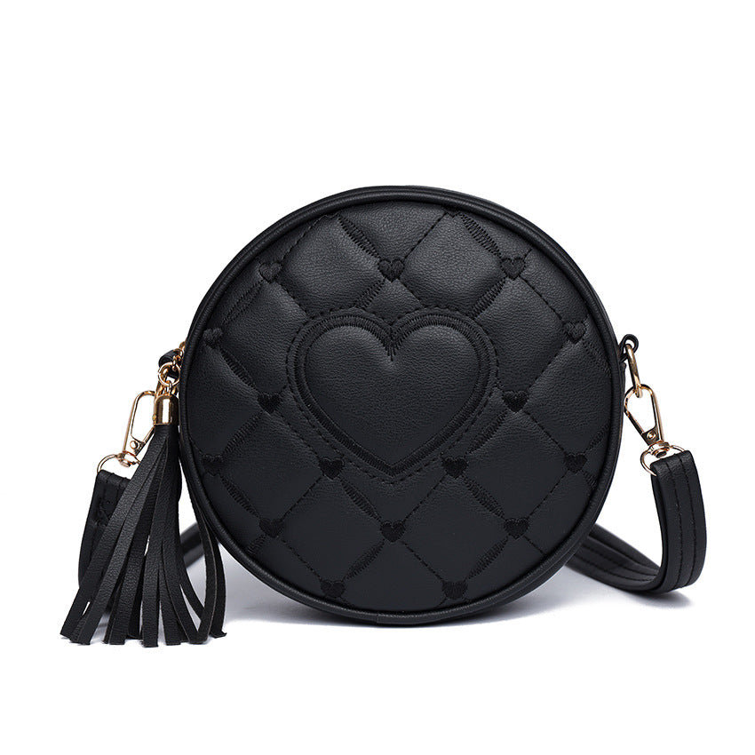 Embroidery Hearts Crossbody Round small bag