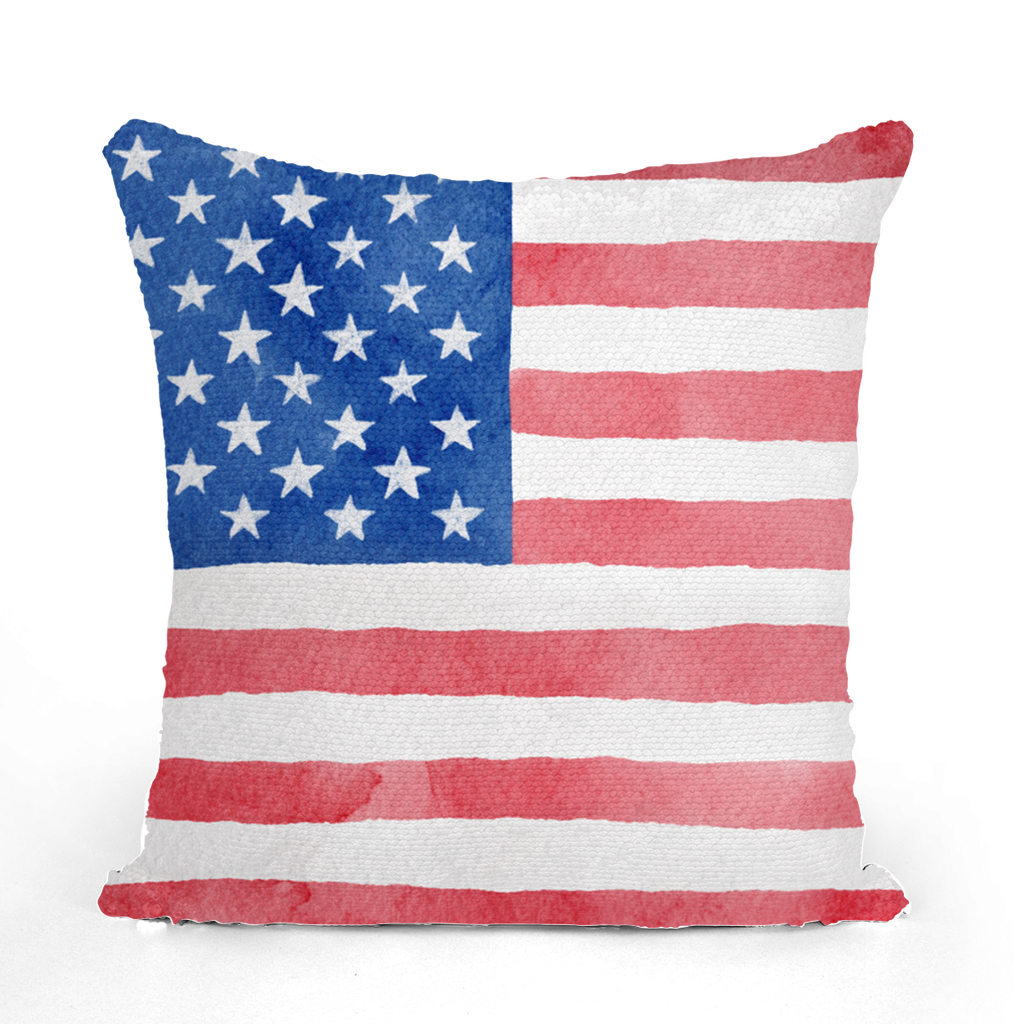 Stars and Stripes Sequin Cushion Cover