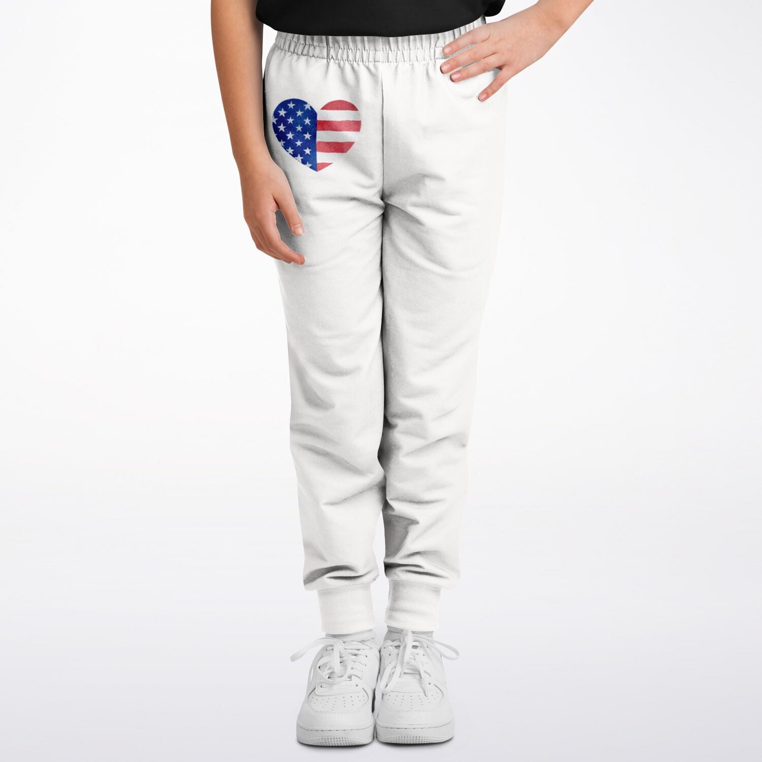 Water Color Stars and Stripes Heart Kids/Youth Joggers