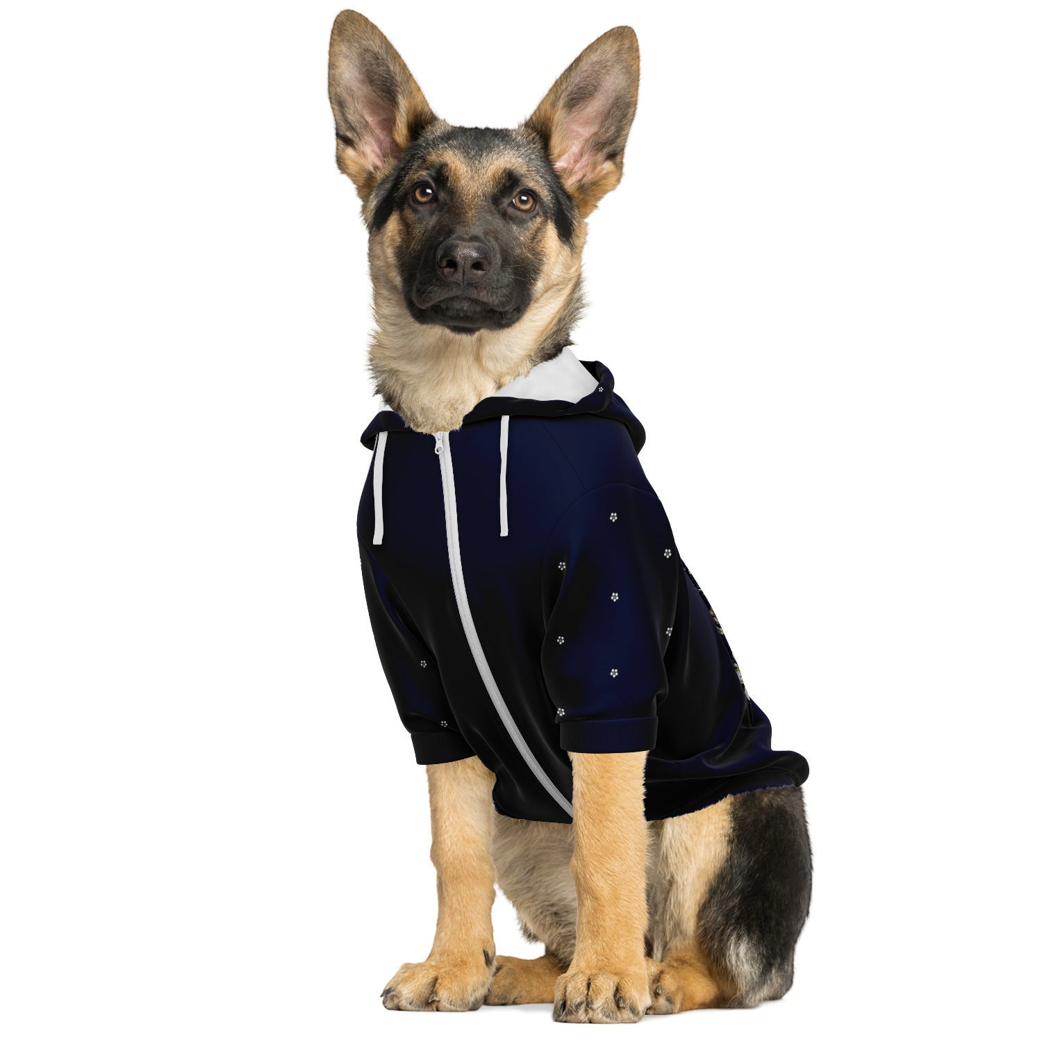 Blue Winter Xmas Tree Dog Zip-Up Hoodie