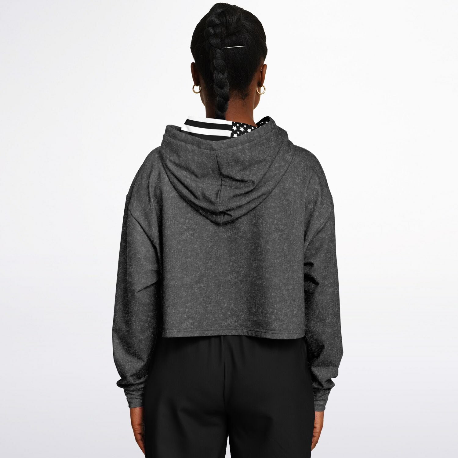 Ladies America Black Acid Wash Dance Hoodie