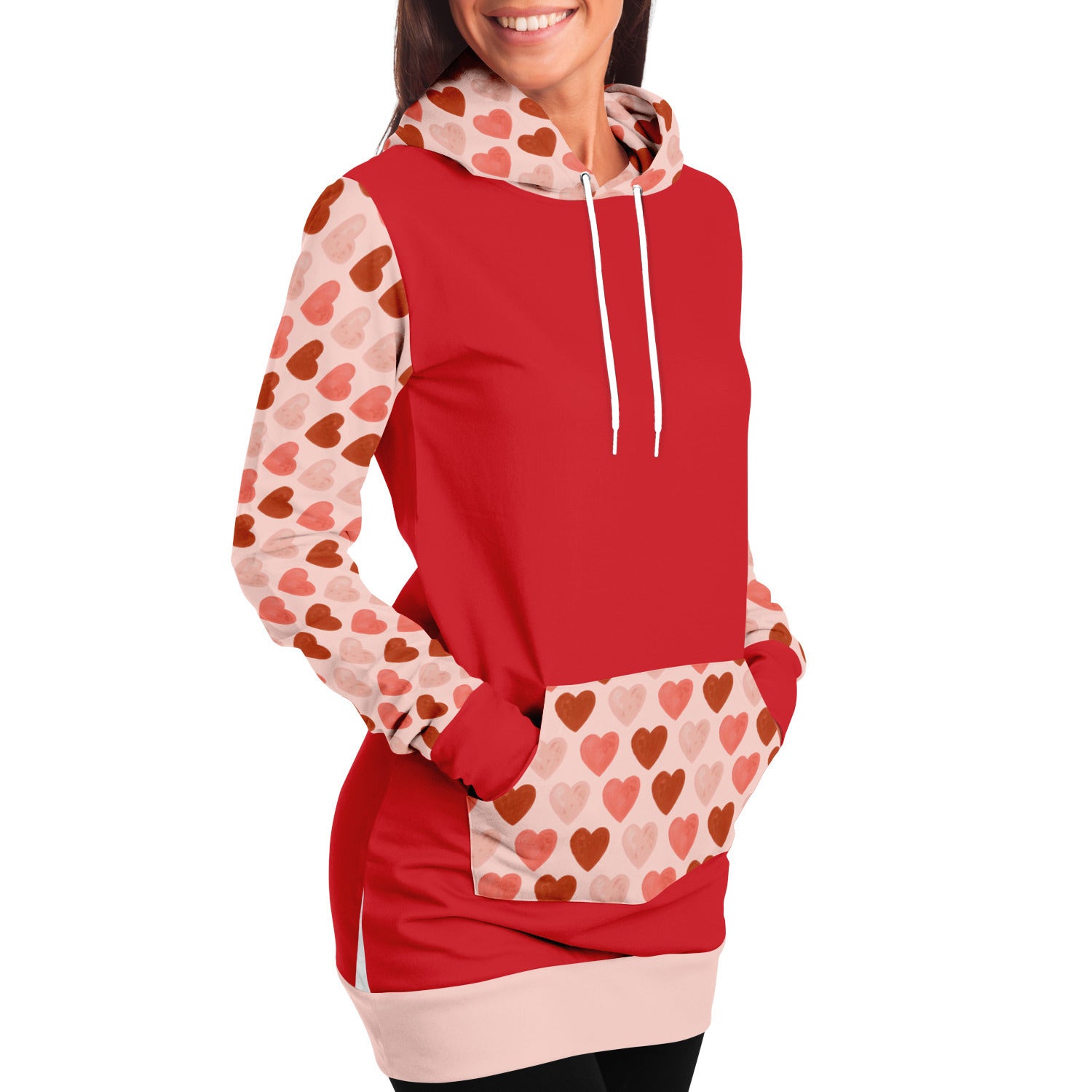 Heart on Sleeves Longline Hoodie