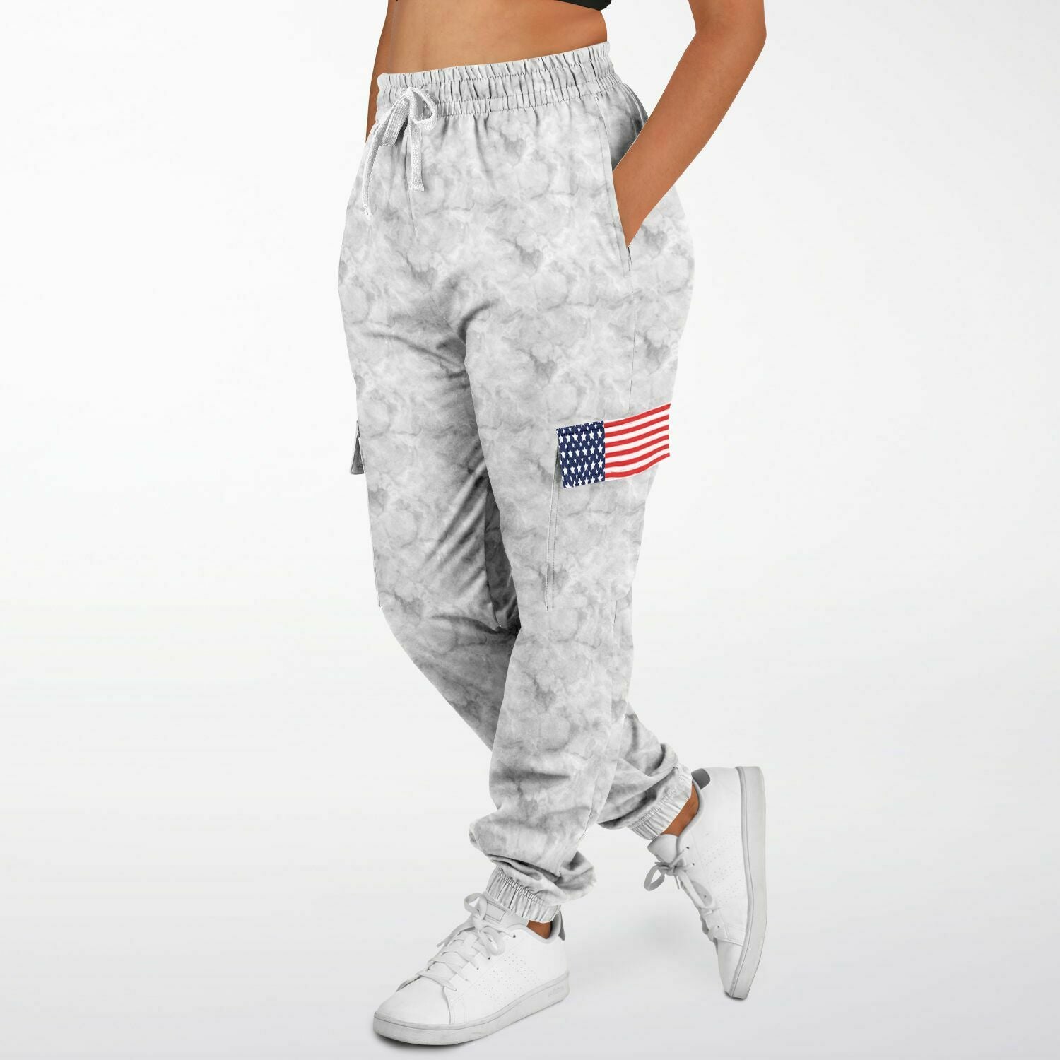 Ladies Stars and Stripes Flag Cargo Sweatpants
