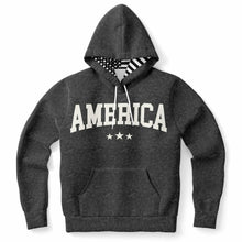 Load image into Gallery viewer, Ladies America Black Acid Wash Hoodie
