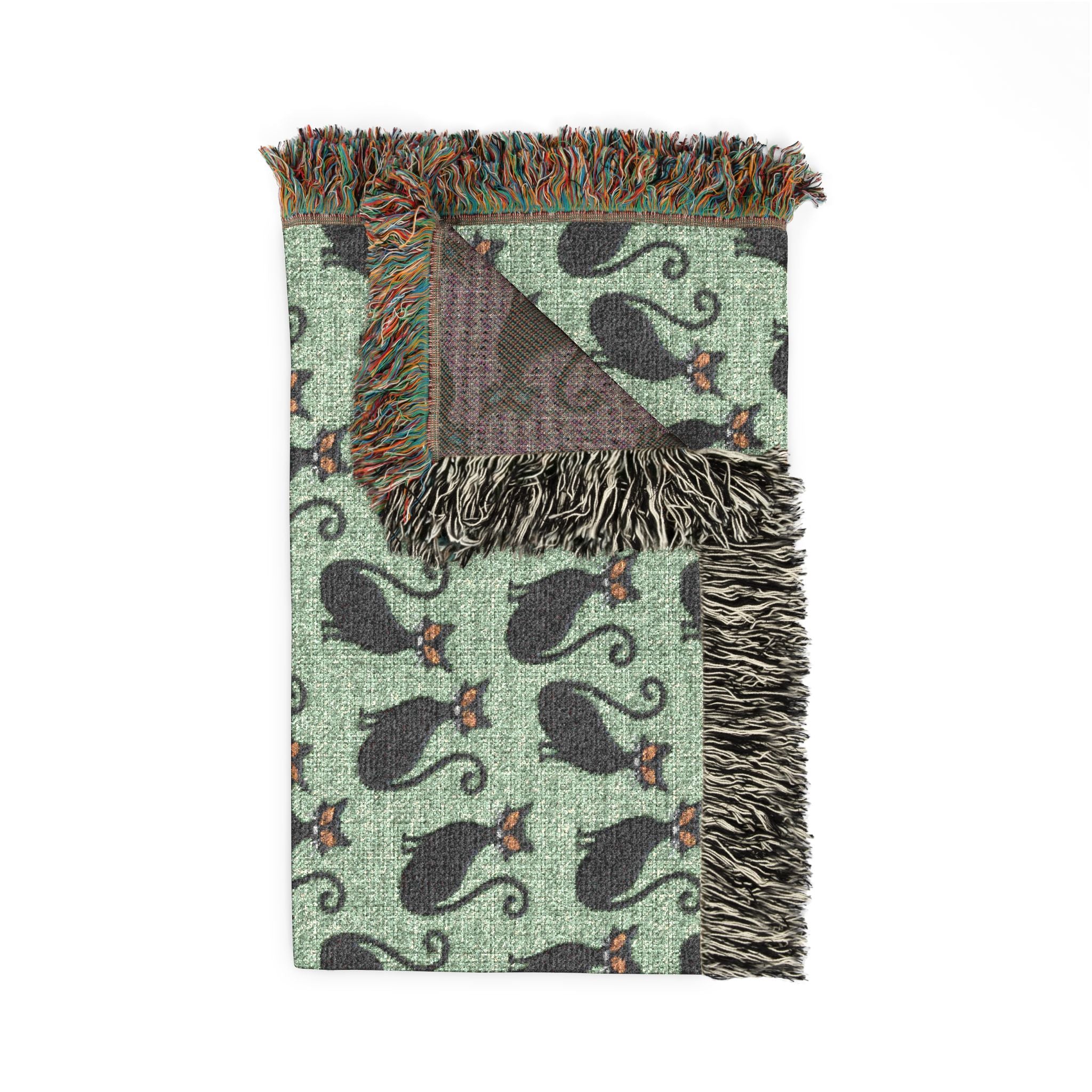 Cat Pattern Woven Blanket — Cozy Decorative Throw for Halloween