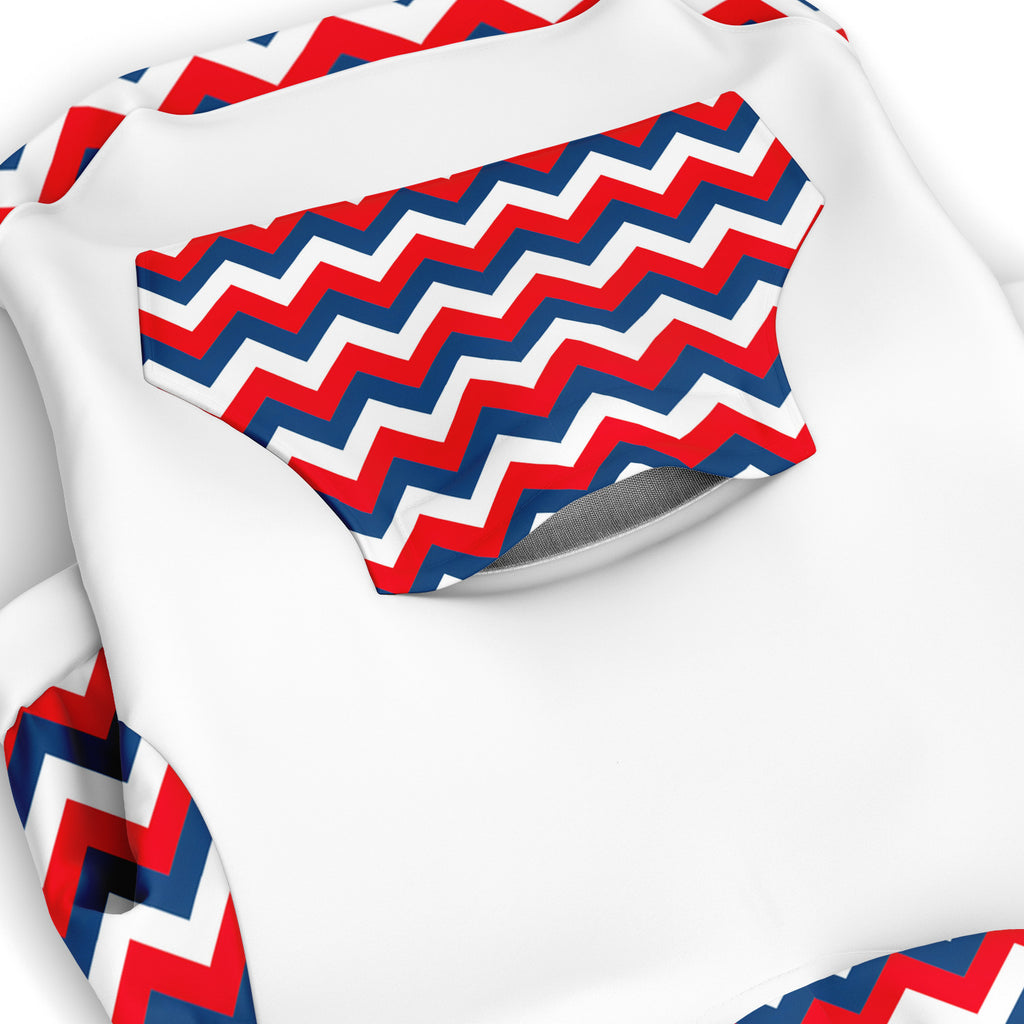 Red White and Blue Zig Zag Athletic Dog Zip-Up Hoodie