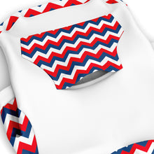 Load image into Gallery viewer, Red White and Blue Zig Zag Athletic Dog Zip-Up Hoodie
