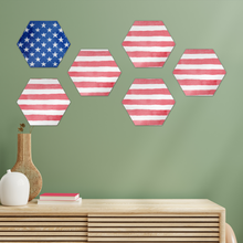 Load image into Gallery viewer, Stars and Stripes Hexagon Wall Tiles Set of 6
