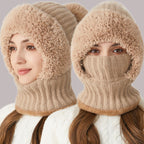 Winter Fleece Lined Knit Hat With Face Cover