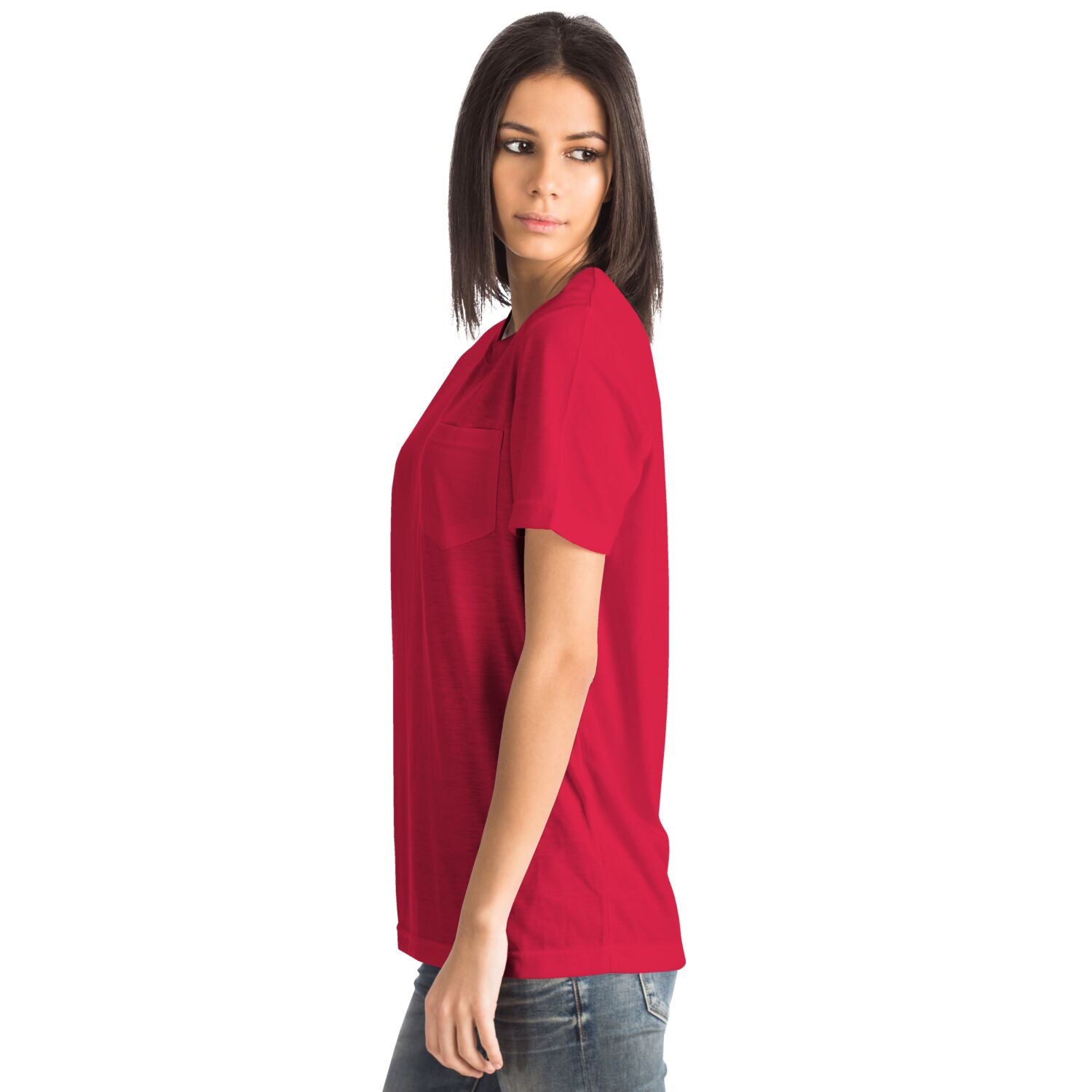 Crimson Red Ladies Pocket T-shirt