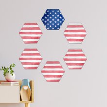 Load image into Gallery viewer, Stars and Stripes Hexagon Wall Tiles Set of 6
