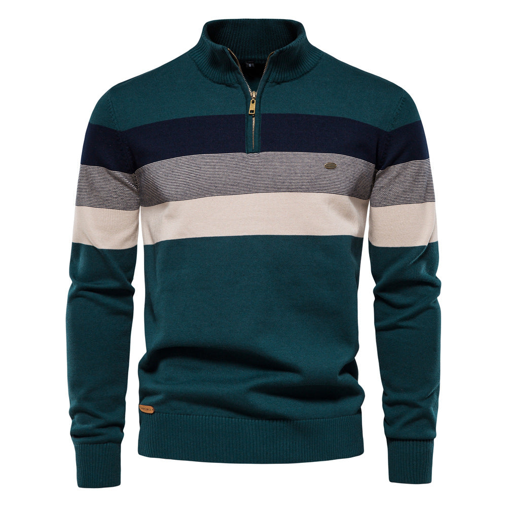 Men's Knit Zip Up Collar Sweater