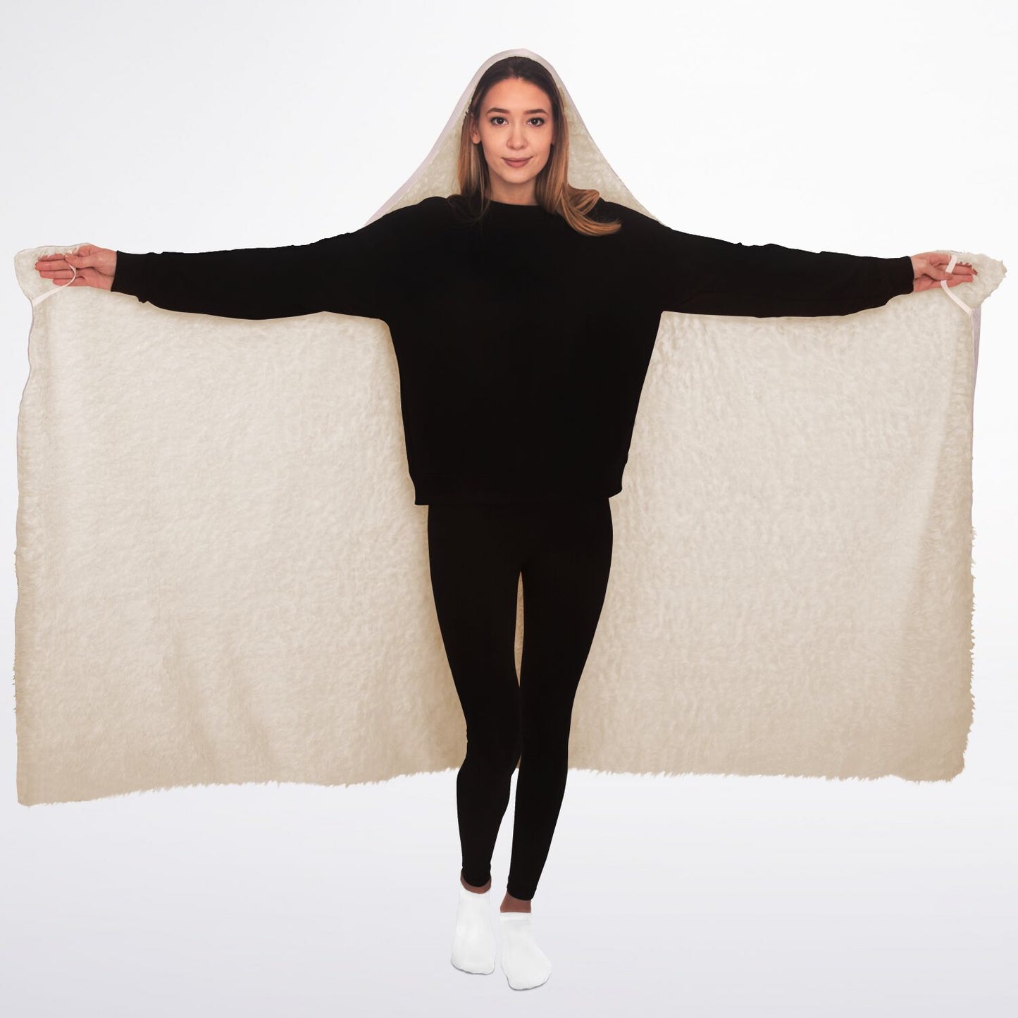 Pale Pink Hooded Sherpa Blanket