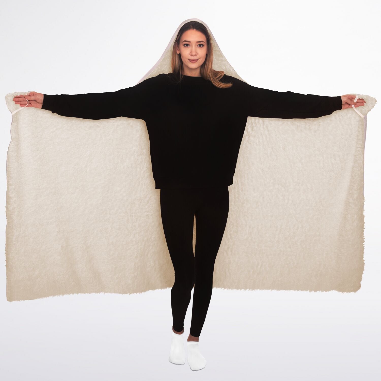 Pale Pink Hooded Sherpa Blanket