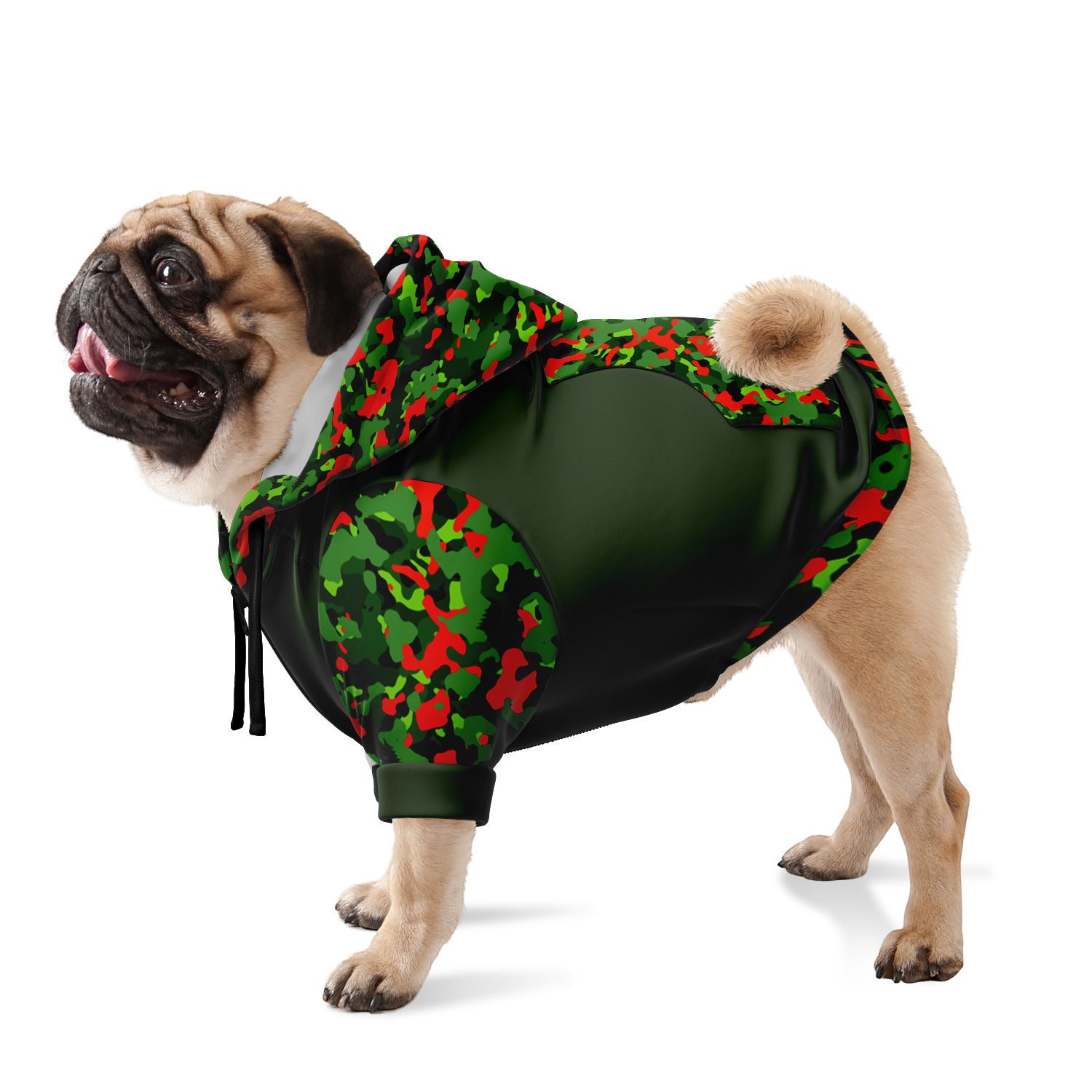 Xmas Camo Green Athletic Dog Zip-Up Hoodie