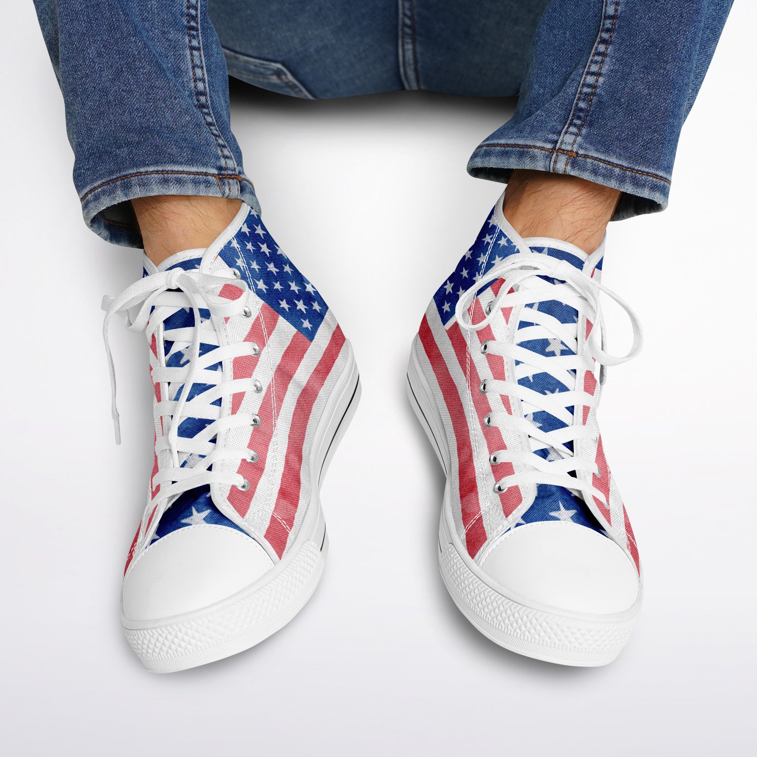 Watercolor Paint American Flag Urban Peak High Top Shoes