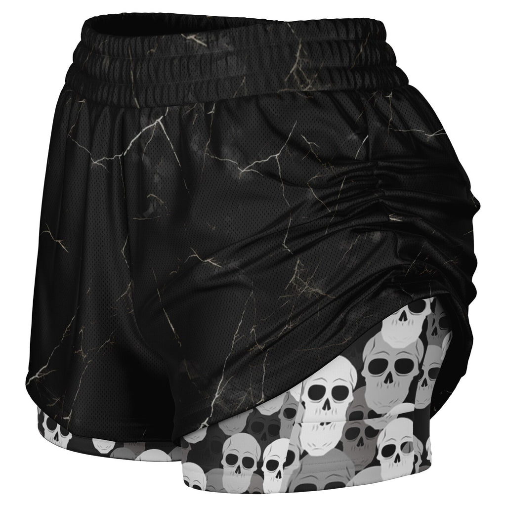 Pile of Skulls black Women's 2-in-1 Shorts