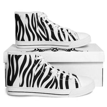 Load image into Gallery viewer, Zebra Print High Top Canvas Shoes
