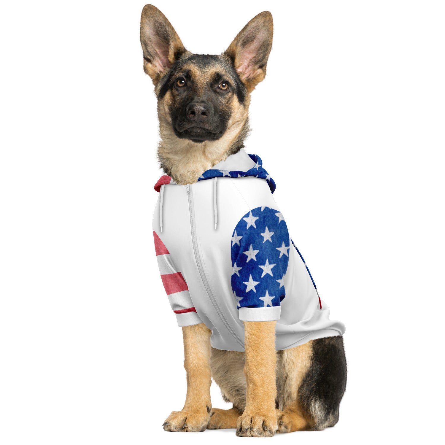 Dog Stars and Stripes Watercolor Zip-Up Hoodie