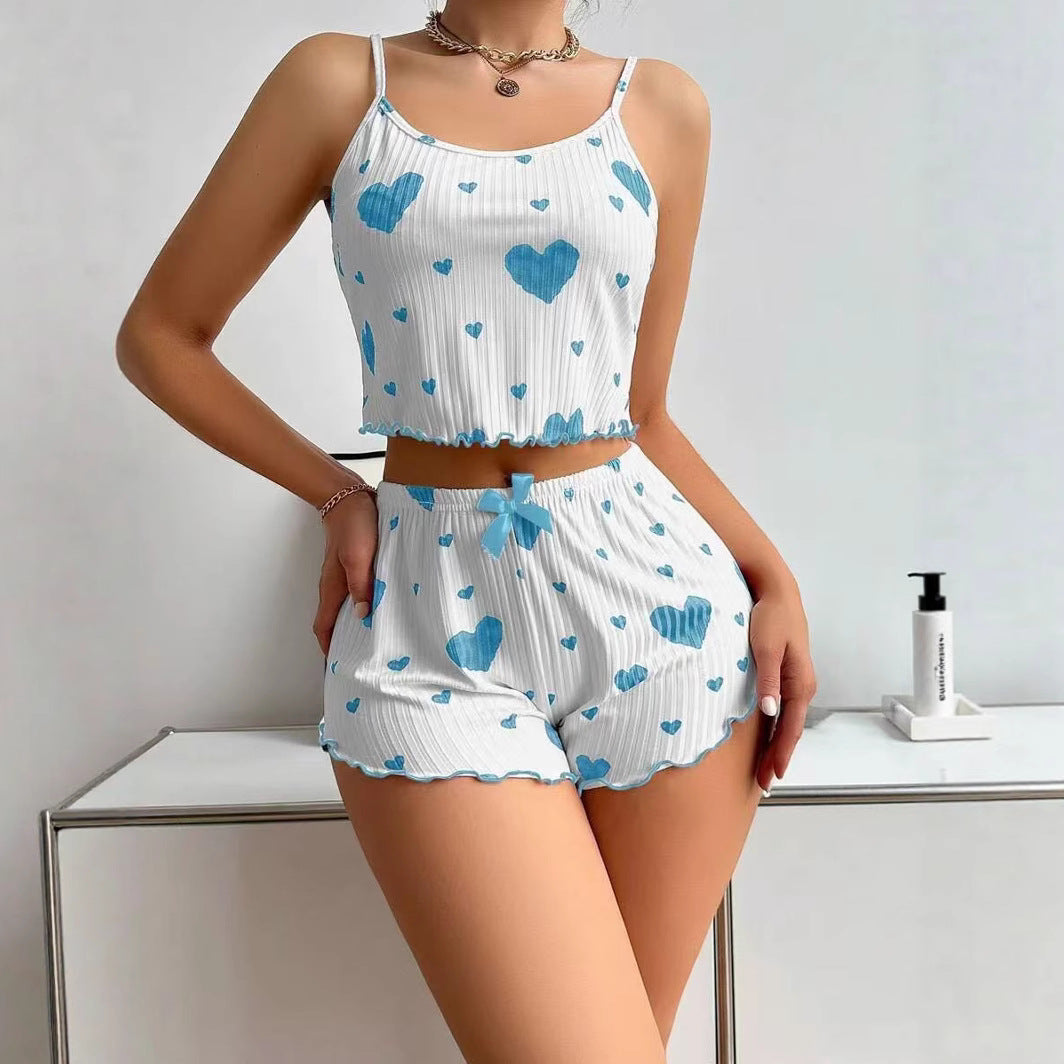 Women's Heart Pajamas Two-Piece tank top/short Set
