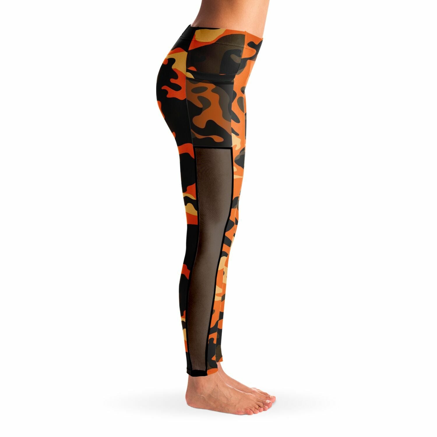 Women's Orange Camo Mesh Pocket Legging