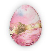 Load image into Gallery viewer, Pink and Gold Egg Shaped Pillow

