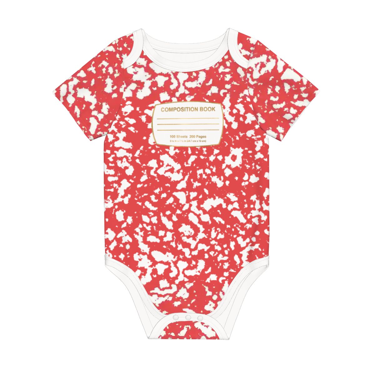 Red Baby Composition Book Cotton Short Sleeve Onesie