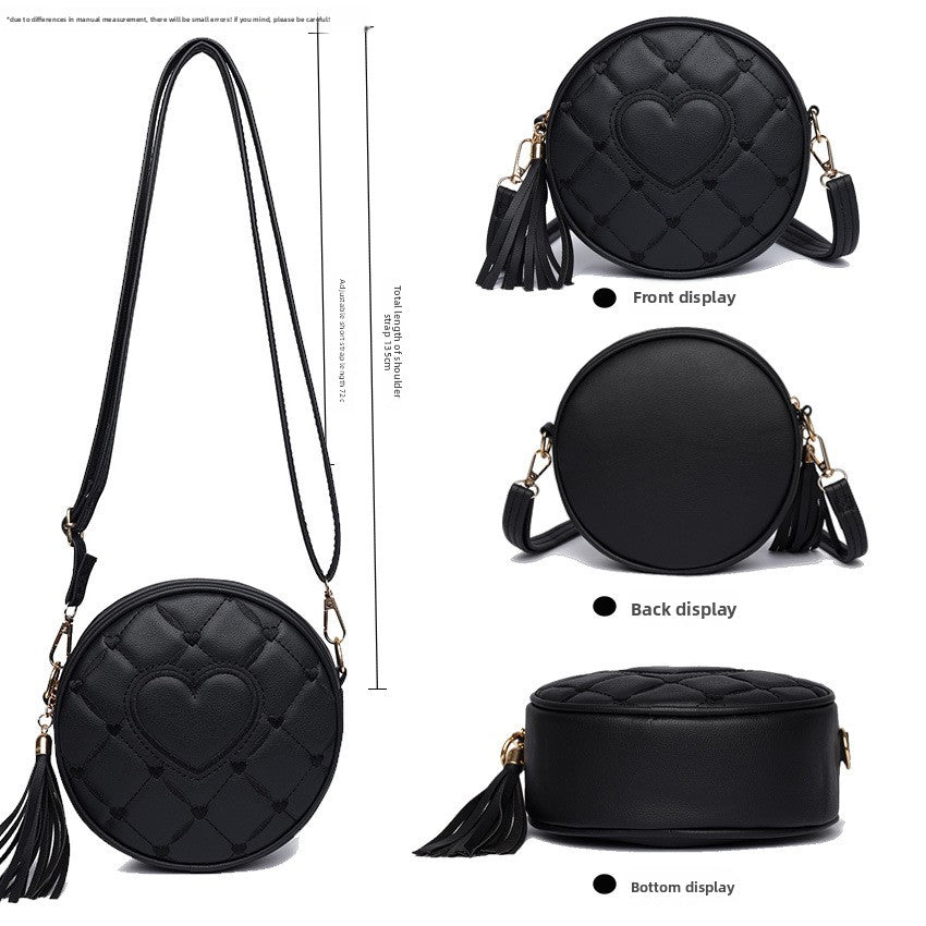 Embroidery Hearts Crossbody Round small bag