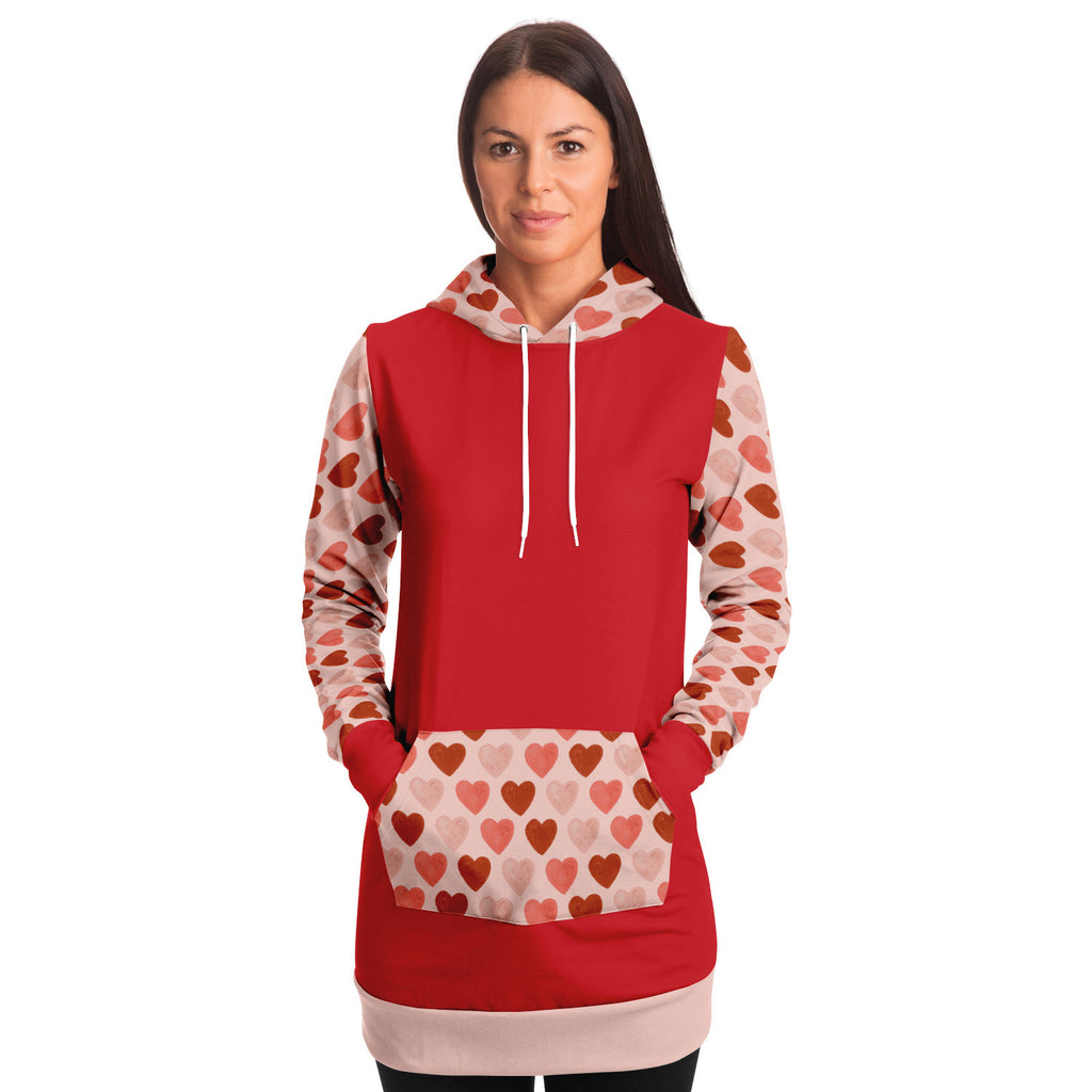 Heart on Sleeves Longline Hoodie
