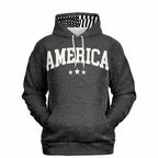 Ladies America Black Acid Wash Hoodie