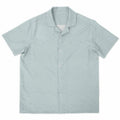 Ice Blue Speckled Men's Spread Collar Short Sleeve Button-Down Shirt