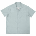 Ice Blue Speckled Men's Spread Collar Short Sleeve Button-Down Shirt