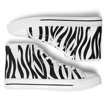 Load image into Gallery viewer, Zebra Print High Top Canvas Shoes
