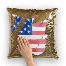 Load image into Gallery viewer, Stars and Stripes Sequin Cushion Cover
