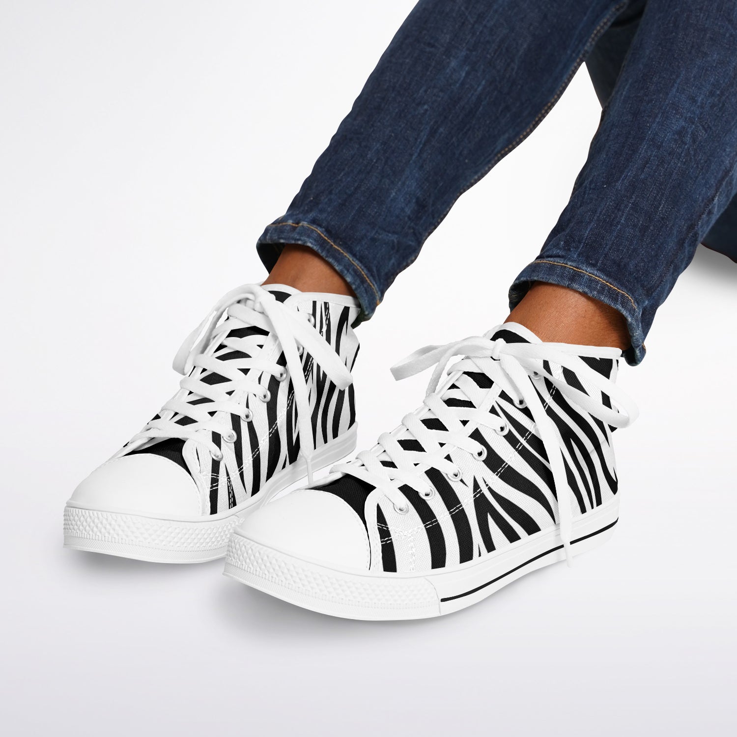 Zebra Print High Top Canvas Shoes