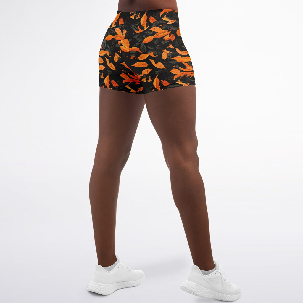 Orange Leaves Forest Camo Legging Shorts
