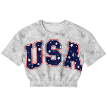 Load image into Gallery viewer, USA Cropped Short Sleeve Ladies Sweatshirt
