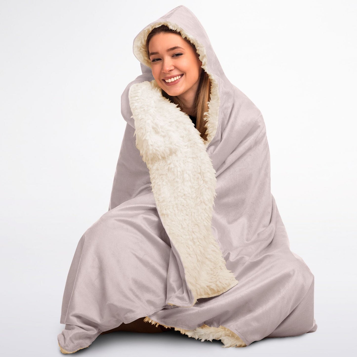 Pale Pink Hooded Sherpa Blanket