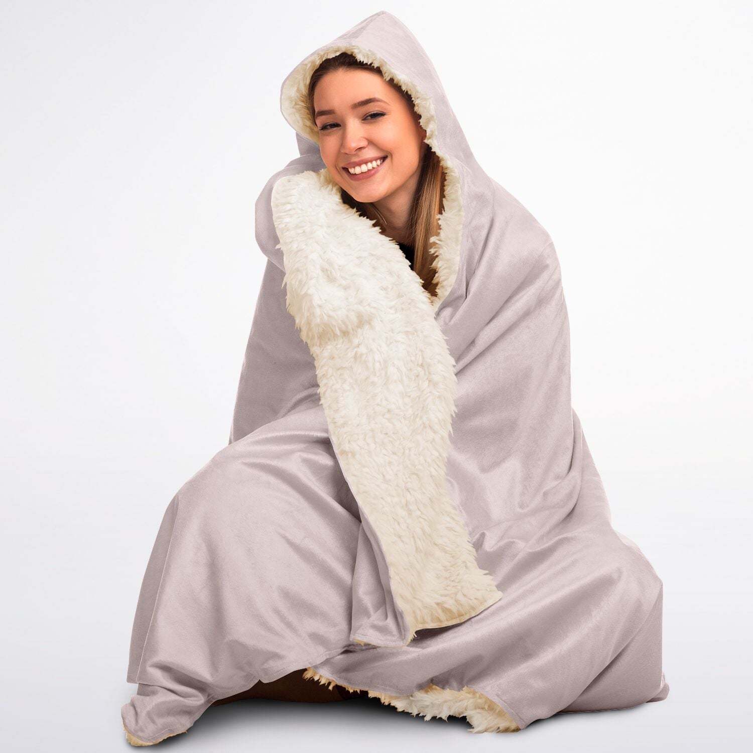 Pale Pink Hooded Sherpa Blanket