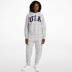 USA Marble Ladies Hoodie & Jogger Set