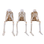 Halloween Skeleton Hear no evil, Speak no Evil, see no Evil Resin Decorations