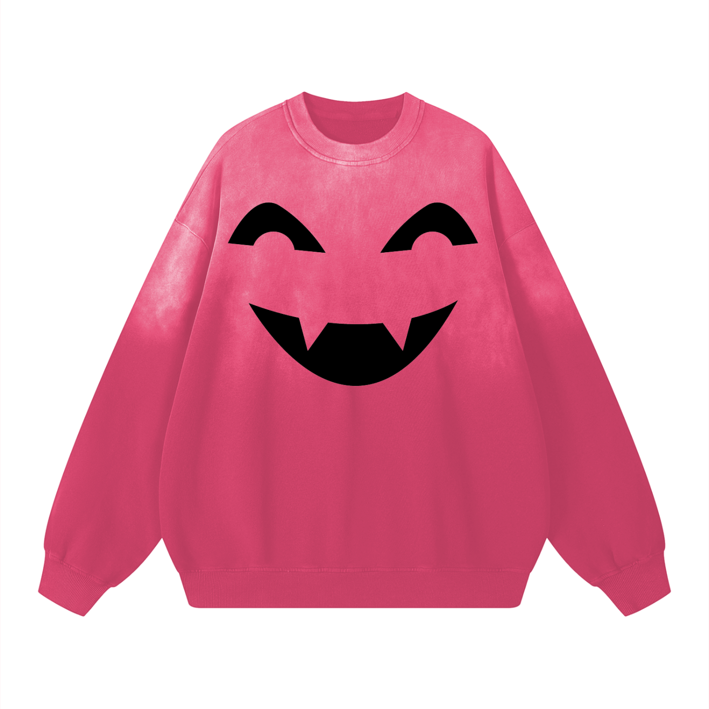 Fang Face Pink Sun Faded Ladies Drop Shoulder Sweatshirt