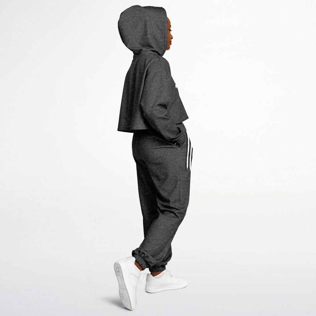 Ladies America Black Acid Wash Dance Hoodie & Sweatpants Set